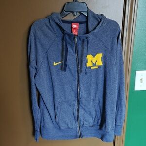 Nike Navy Zip Hoodie with Yellow Michigan M - XL